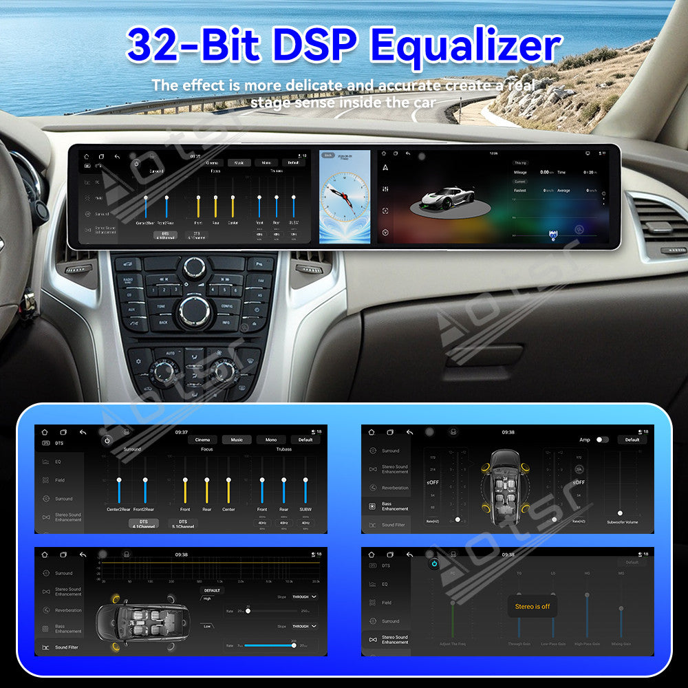 Aotsr Dual 12.3 inch Car Radio for Buick EXCELLE/ASTR 2010-2014 with 7870 Octa Core Chip Ultra HD 2400*900 Touch Screen Wireless CarPlay Bluetooth 5.0 GPS Navigation 4G Network OEM Upgrade Multimedia System