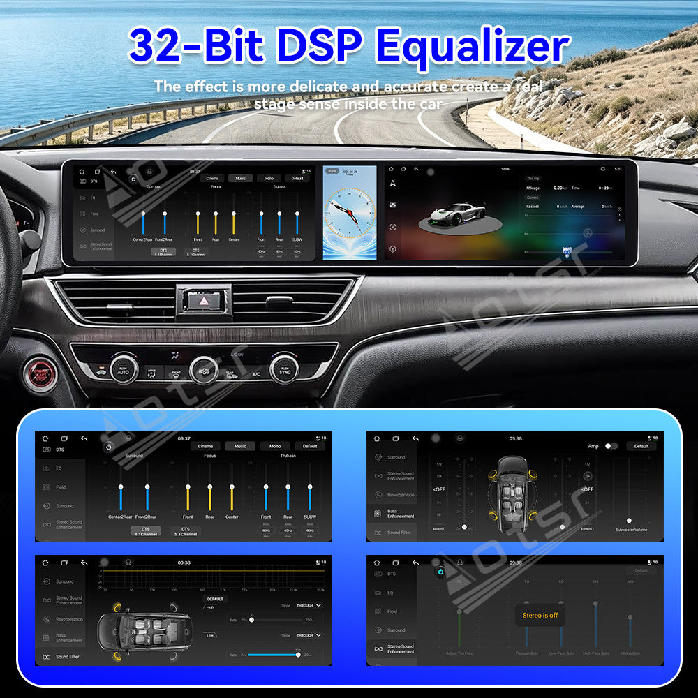 Aotsr Dual 12.3 inch Car Radio for Honda Accord/Inspire 2018-2022 with 7870 Octa Core Chip, Ultra HD 2400*900 Touch Screen, Wireless CarPlay, Bluetooth 5.0, GPS Navigation, 4G Network, OEM Upgrade Multimedia System