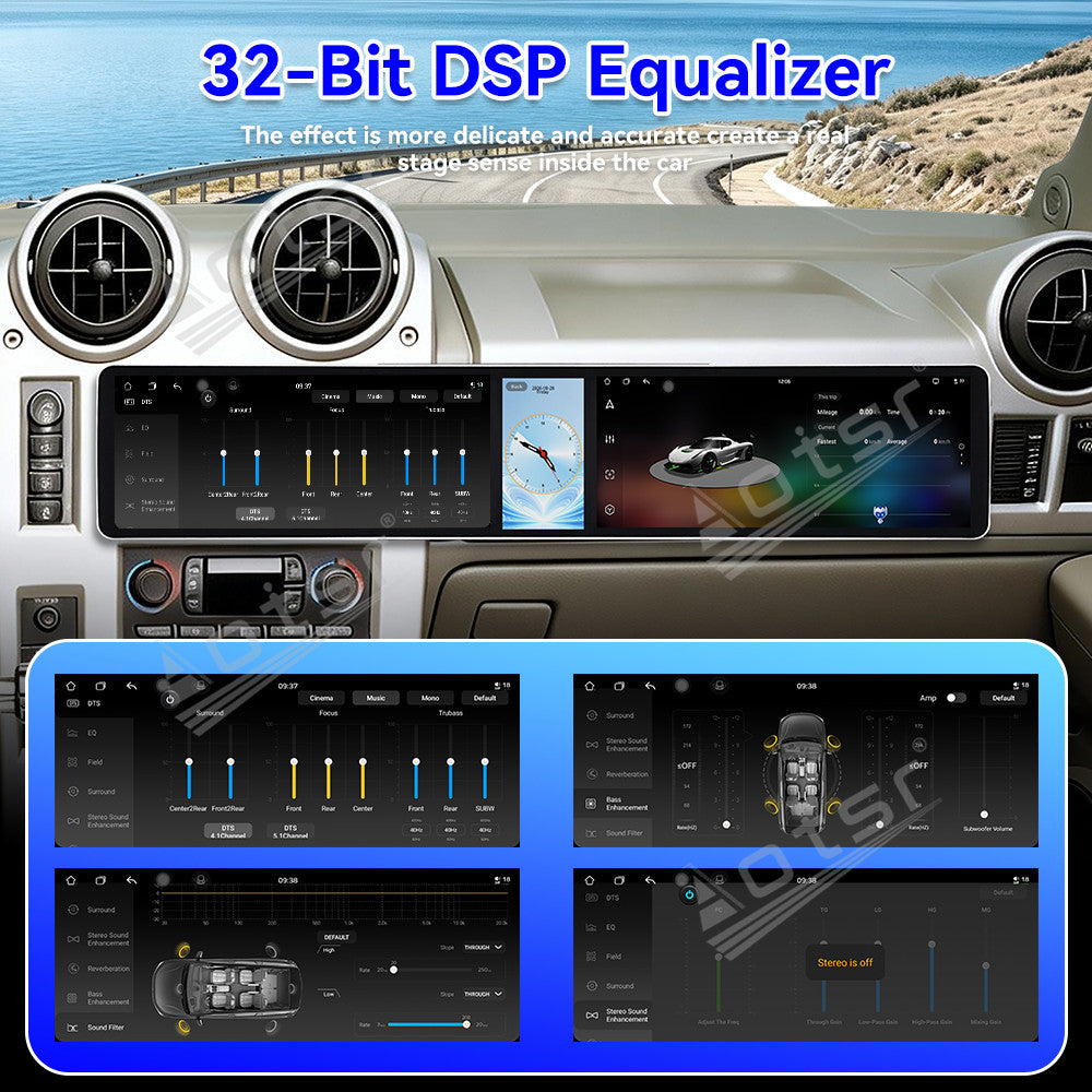 Aotsr Dual 12.3 inch Car Radio For Hummer H2 2002-2007 with 7870 Octa Core Chip Ultra HD 2400*900 Touch Screen Wireless CarPlay Bluetooth 5.0 GPS Navigation
