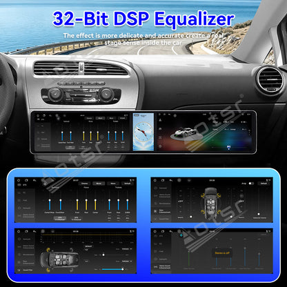 Aotsr Dual 12.3 inch Car Radio for Seat Leon 2005-2012 with 7870 Octa Core Chip Ultra HD 2400*900 Touch Screen Wireless CarPlay Bluetooth 5.0 GPS Navigation 4G Network OEM Upgrade Multimedia System