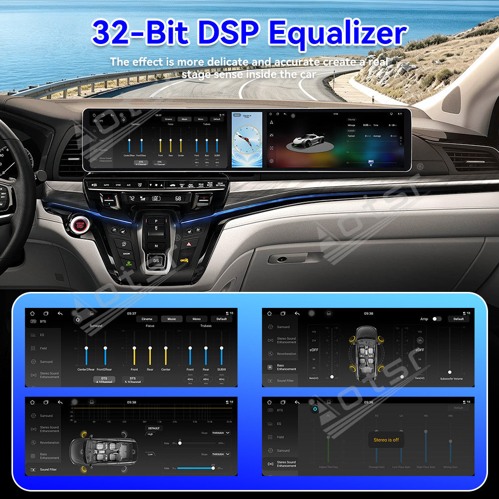 Aotsr Dual 12.3 inch Car Radio for Honda Odyssey 2020-2026 with 7870 Octa Core Chip, Ultra HD 2400*900 Touch Screen, Wireless CarPlay, Bluetooth 5.0, GPS Navigation, 4G Network, OEM Upgrade Multimedia System