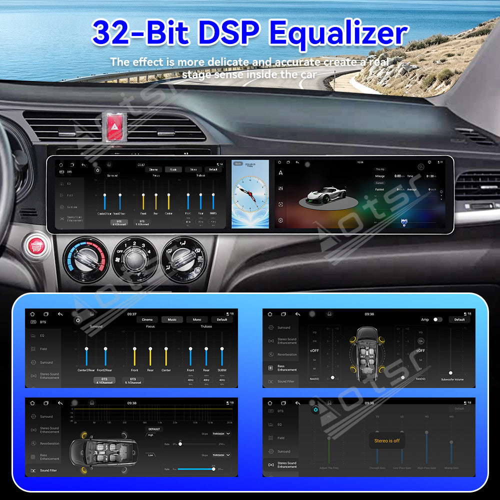 Aotsr Dual 12.3 inch Car Radio for Honda CRIDER 2013-2016 with 7870 Octa Core Chip, Ultra HD 2400*900 Touch Screen, Wireless CarPlay, Bluetooth 5.0, GPS Navigation, 4G Network, OEM Upgrade Multimedia System
