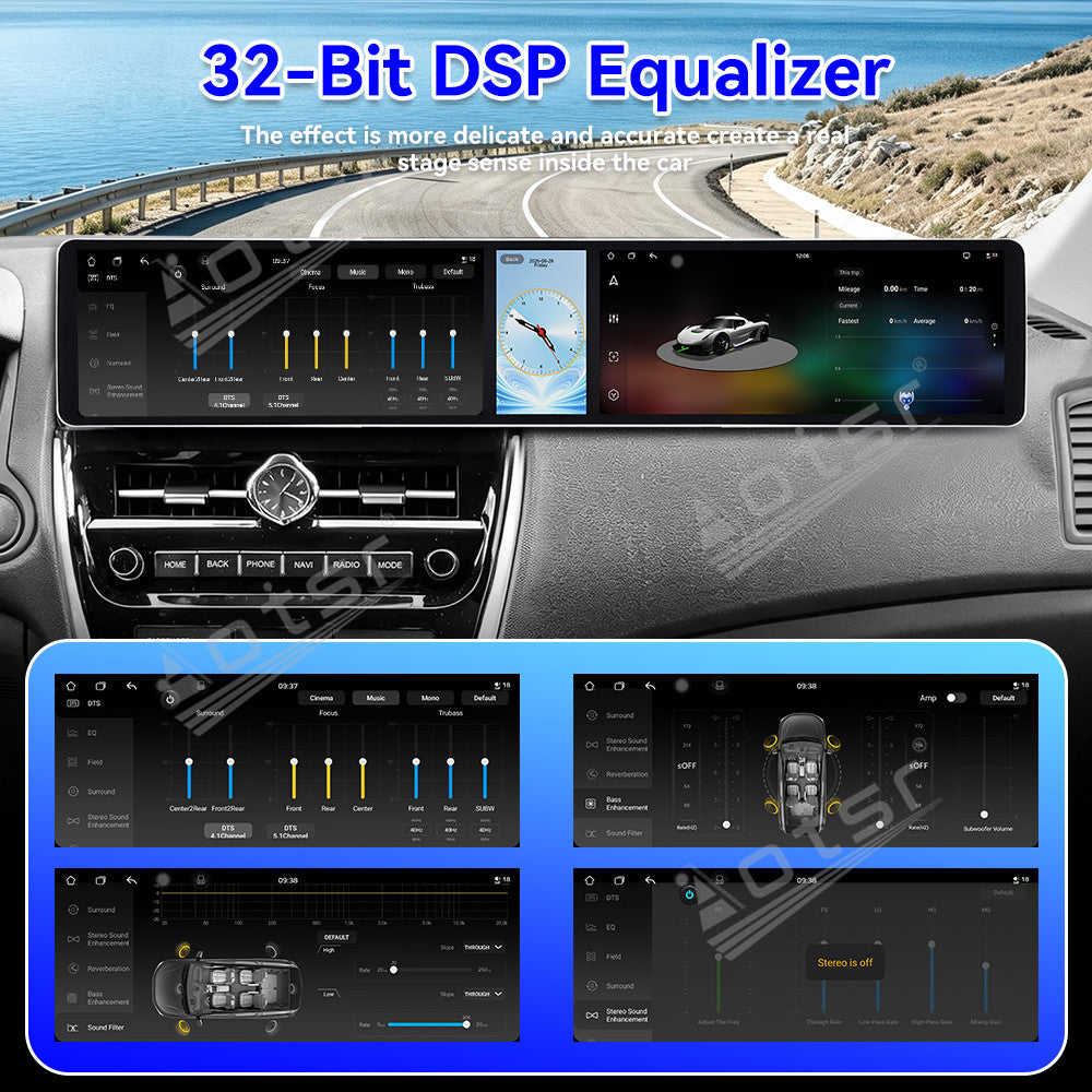Aotsr Dual 12.3 inch Car Radio for Peugeot 4008 2013-2020 with 7870 Octa Core Chip Ultra HD 2400*900 Touch Screen Wireless CarPlay Bluetooth 5.0 GPS Navigation 4G Network OEM Upgrade Multimedia System