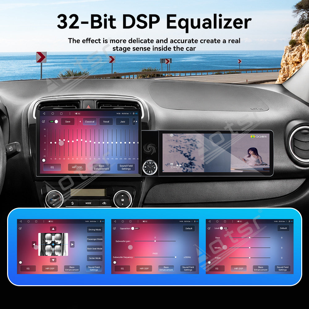 Aotsr Dual Screen 13.1 inch+12.3 inch Android 15 Carplay Car Radio for Mitsubishi Mirage 2012-2018 Car GPS Navigation Multimedia