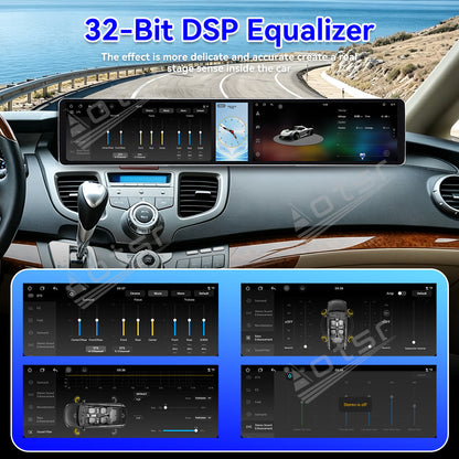 Aotsr Dual 12.3 inch Car Radio for Honda Odyssey 2005-2010 with 7870 Octa Core Chip, Ultra HD 2400*900 Touch Screen, Wireless CarPlay, Bluetooth 5.0, GPS Navigation, 4G Network, OEM Upgrade Multimedia System