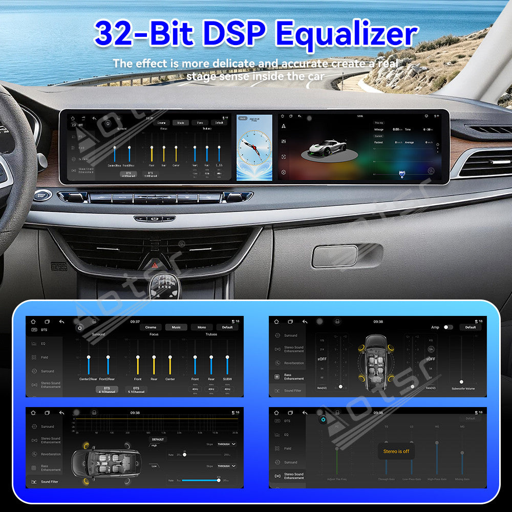 Aotsr Dual 12.3 inch Car Radio For Geely Jiaji/Maple 80V 2017-2022 with 7870 Octa Core Chip Ultra HD 2400*900 Touch Screen Wireless CarPlay Bluetooth 5.0 GPS Navigation
