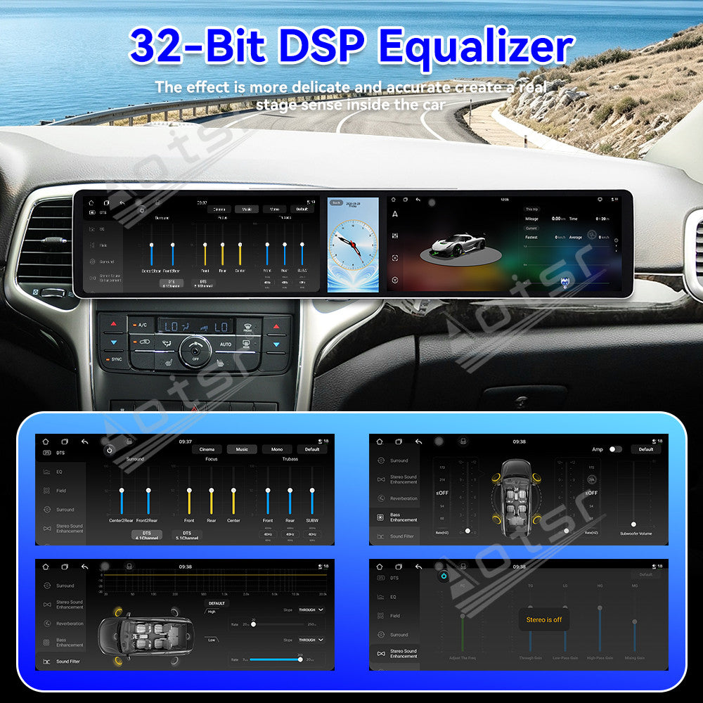 Aotsr Dual 12.3 inch Car Radio For Jeep Grand Cherokee 2008-2012 with 7870 Octa Core Chip Ultra HD 2400*900 Touch Screen Wireless CarPlay Bluetooth 5.0 GPS Navigation