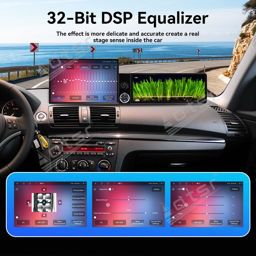 Aotsr Dual Screen 13.1 inch+12.3 inch Android 15 Carplay Car Radio for BMW 1 Series 2006-2011 Car GPS Navigation Multimedia