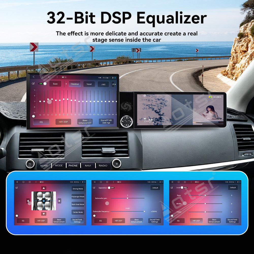 Aotsr Dual Screen 13.1 inch+12.3 inch Android 15 Carplay Car Radio for Mitsubishi Lancer EX 2010-2017 Car GPS Navigation Multimedia