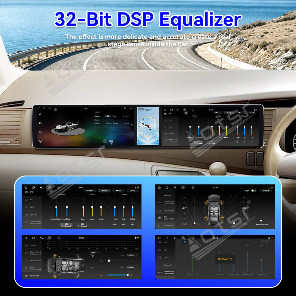 Aotsr Dual 12.3 inch Car Radio for Toyota ISIS 2004-2017 with 7870 Octa Core Chip Ultra HD 2400*900 Touch Screen Wireless CarPlay Bluetooth 5.0 GPS Navigation