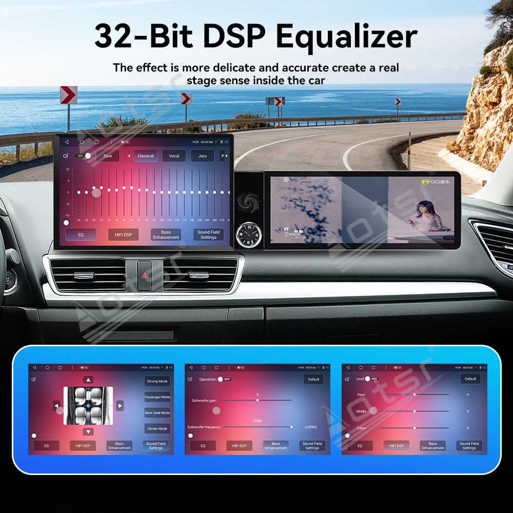 Aotsr Dual Screen 13.1 inch+12.3 inch Android 15 Carplay Car Radio for Mazda 3 2010-2015 Car GPS Navigation Multimedia