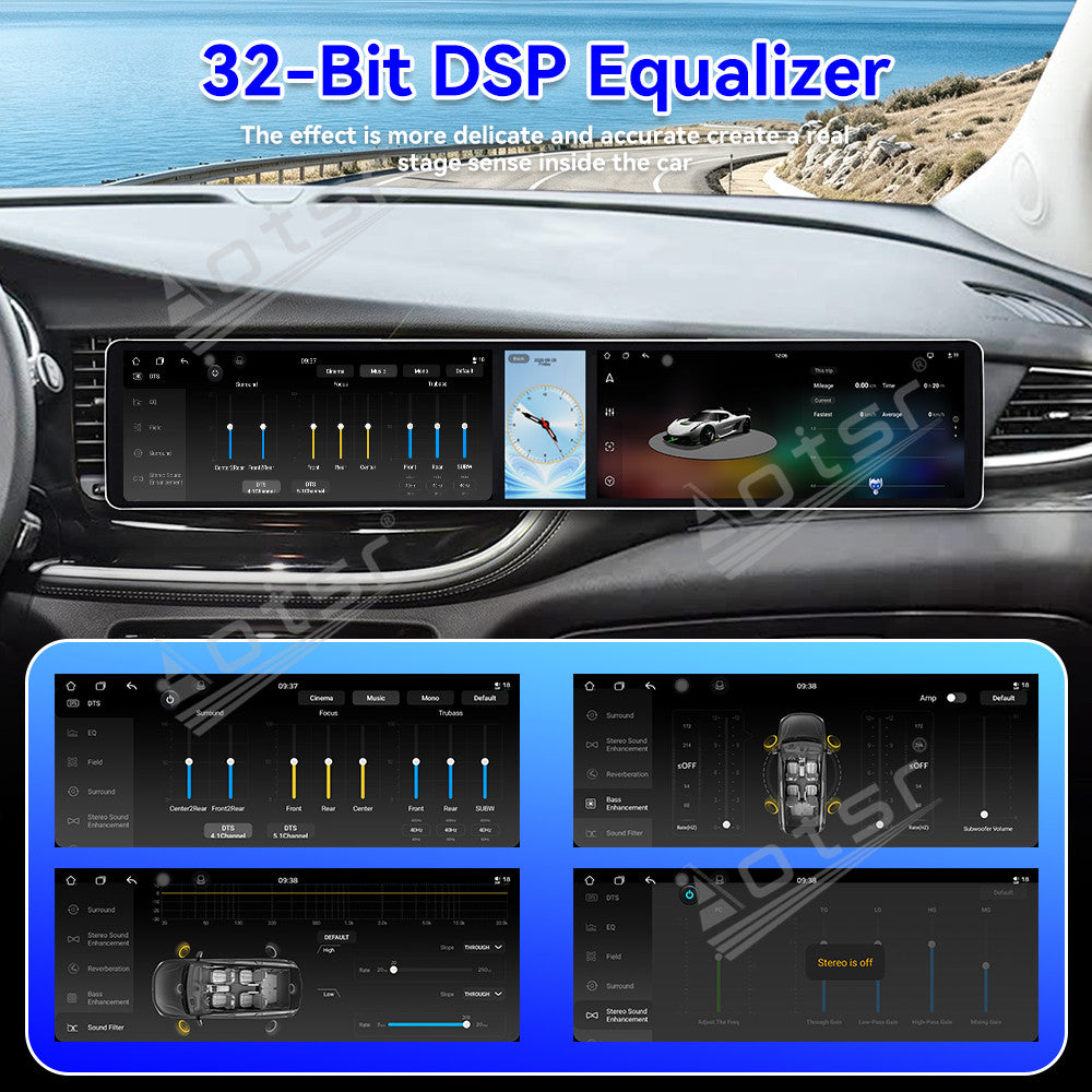 Aotsr Dual 12.3 inch Car Radio for Buick Encore 2016-2018 with 7870 Octa Core Chip Ultra HD 2400*900 Touch Screen Wireless CarPlay Bluetooth 5.0 GPS Navigation 4G Network OEM Upgrade Multimedia System