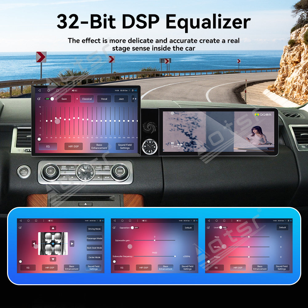 Aotsr Dual Screen 13.1 inch+12.3 inch Android 15 Carplay Car Radio for Land Range Rover Sport 2010-2013 Car GPS Navigation Multimedia