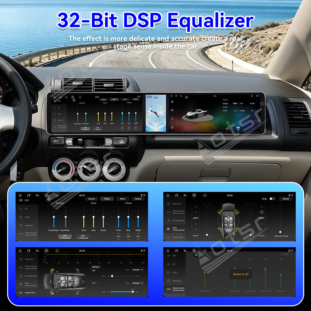 Aotsr Dual 12.3 inch Car Radio for Honda Fit/City/EVERUS S1 2002-2015 with 7870 Octa Core Chip, Ultra HD 2400*900 Touch Screen, Wireless CarPlay, Bluetooth 5.0, GPS Navigation, 4G Network, OEM Upgrade Multimedia System
