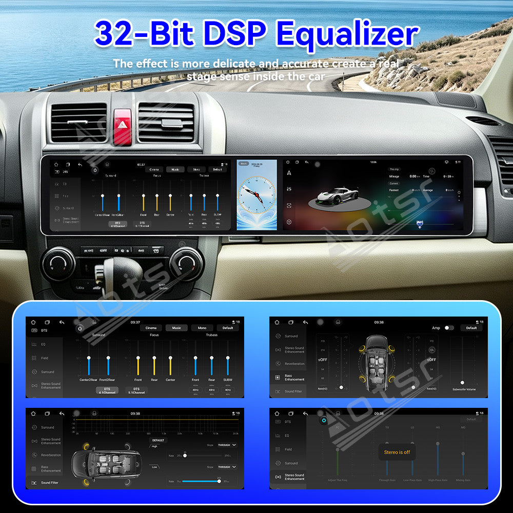 Aotsr Dual 12.3 inch Car Radio for Honda CR-V 2007-2011 with 7870 Octa Core Chip, Ultra HD 2400*900 Touch Screen, Wireless CarPlay, Bluetooth 5.0, GPS Navigation, 4G Network, OEM Upgrade Multimedia System