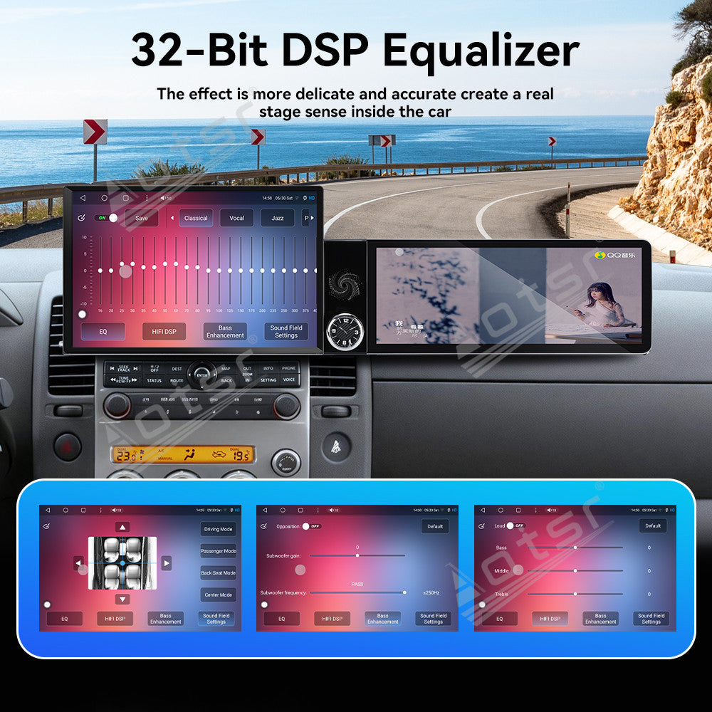 Aotsr Dual Screen 13.1 inch+12.3 inch Android 15 Carplay Car Radio for Nissan Pathfinder;Nissan Navara 2004-2014 Car GPS Navigation Multimedia