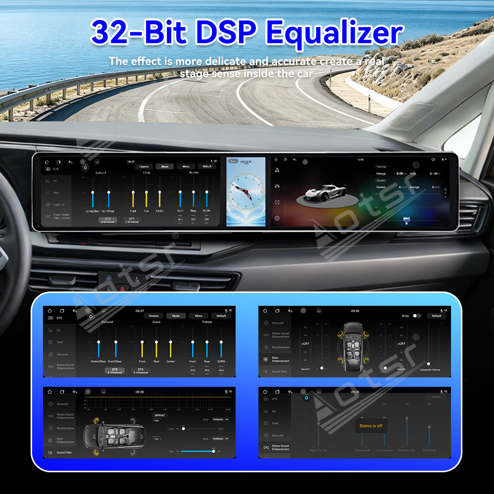 Aotsr Dual 12.3 inch Car Radio for Volkswagen Caddy 2019-2024 with 7870 Octa Core Chip Ultra HD 2400*900 Touch Screen Wireless CarPlay Bluetooth 5.0 GPS Navigation 4G Network OEM Upgrade Multimedia System