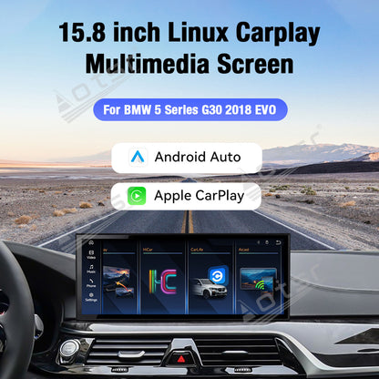 Aotsr 15.8 inch Linux Carplay Screen for BMW 5 Series G30 2018 EVO IPS Touch Stereo Unit Multi Storage 4G DSP BT5.0 GPS