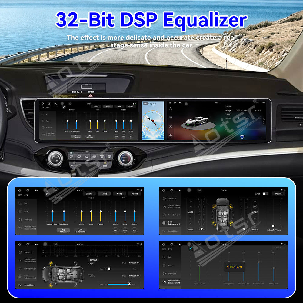 Aotsr Dual 12.3 inch Car Radio for Honda CR-V 2012-2016 with 7870 Octa Core Chip, Ultra HD 2400*900 Touch Screen, Wireless CarPlay, Bluetooth 5.0, GPS Navigation, 4G Network, OEM Upgrade Multimedia System