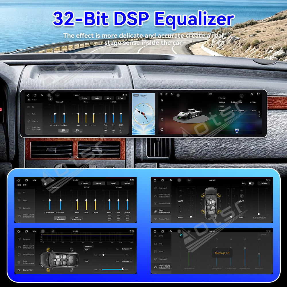 Aotsr Dual 12.3 inch Car Radio For Jeep 2/Grand Cherokee 1998-2005 with 7870 Octa Core Chip Ultra HD 2400*900 Touch Screen Wireless CarPlay Bluetooth 5.0 GPS Navigation
