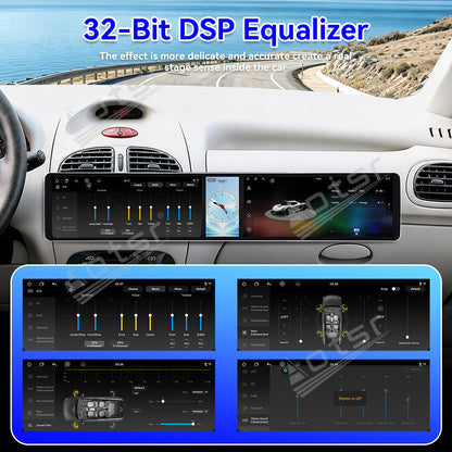 Aotsr Dual 12.3 inch Car Radio for Peugeot 206 2002-2010 with 7870 Octa Core Chip Ultra HD 2400*900 Touch Screen Wireless CarPlay Bluetooth 5.0 GPS Navigation 4G Network OEM Upgrade Multimedia System