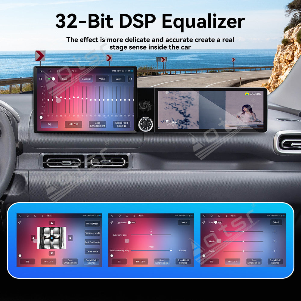 Aotsr Dual Screen 13.1 inch+12.3 inch Android 15 Carplay Car Radio for Wuling Hongguang EV 2025-2026 Car GPS Navigation Multimedia