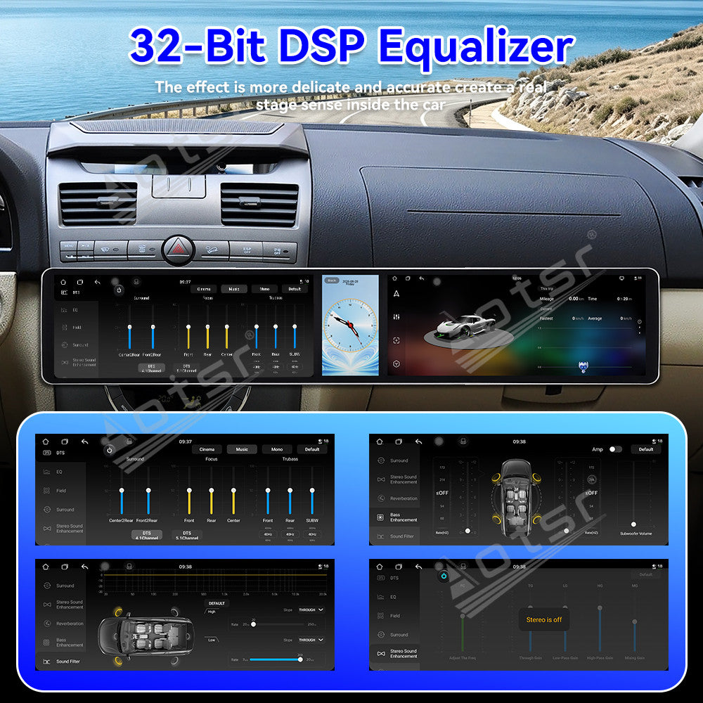 Aotsr Dual 12.3 inch Car Radio for SsangYong Rexton 2006-2012 with 7870 Octa Core Chip, Ultra HD 2400*900 Touch Screen, Wireless CarPlay, Bluetooth 5.0, GPS Navigation, 4G Network, OEM Upgrade Multimedia System