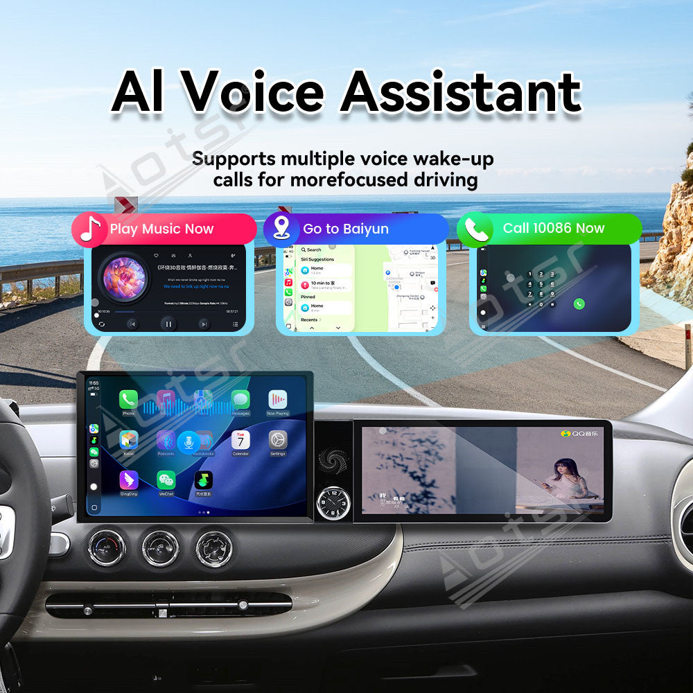 Aotsr Dual Screen 13.1 inch+12.3 inch Android 15 Carplay Car Radio for Wuling Bingo 2023-2026 Car GPS Navigation Multimedia