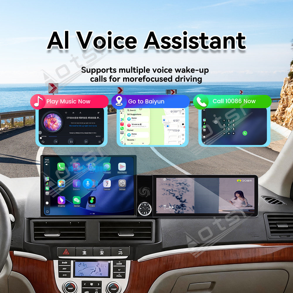 Aotsr Dual Screen 13.1 inch+12.3 inch Android 15 Carplay Car Radio for Hyundai Santa Fe 2006-2012 Car GPS Navigation Multimedia