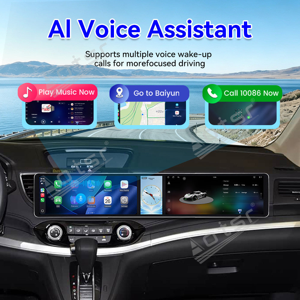 Aotsr Dual 12.3 inch Car Radio for Honda CR-V 2012-2016 with 7870 Octa Core Chip, Ultra HD 2400*900 Touch Screen, Wireless CarPlay, Bluetooth 5.0, GPS Navigation, 4G Network, OEM Upgrade Multimedia System