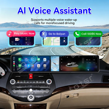 Aotsr Dual 12.3 inch Car Radio for Honda Accord 8th/Crosstour 2008-2013 with 7870 Octa Core Chip, Ultra HD 2400*900 Touch Screen, Wireless CarPlay, Bluetooth 5.0, GPS Navigation, 4G Network, OEM Upgrade Multimedia System