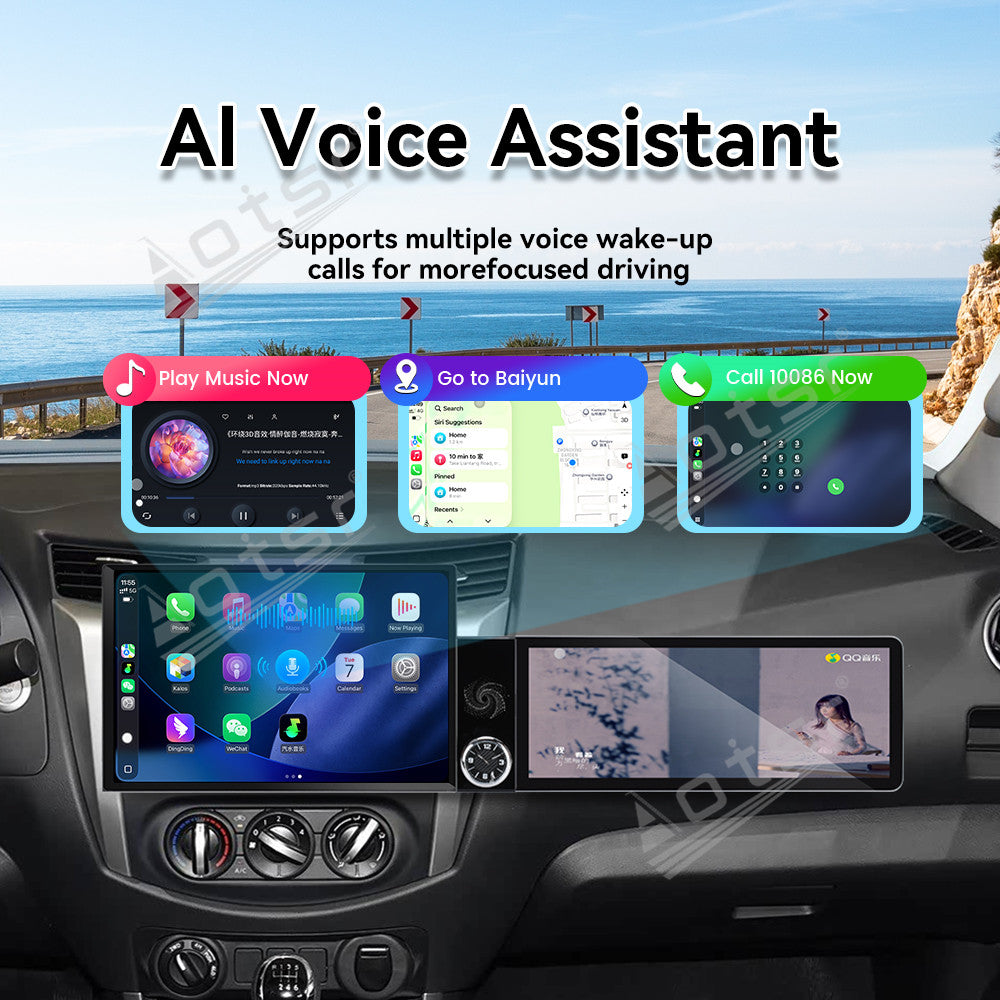 Aotsr Dual Screen 13.1 inch+12.3 inch Android 15 Carplay Car Radio for Nissan Navara 2017-2019 Car GPS Navigation Multimedia