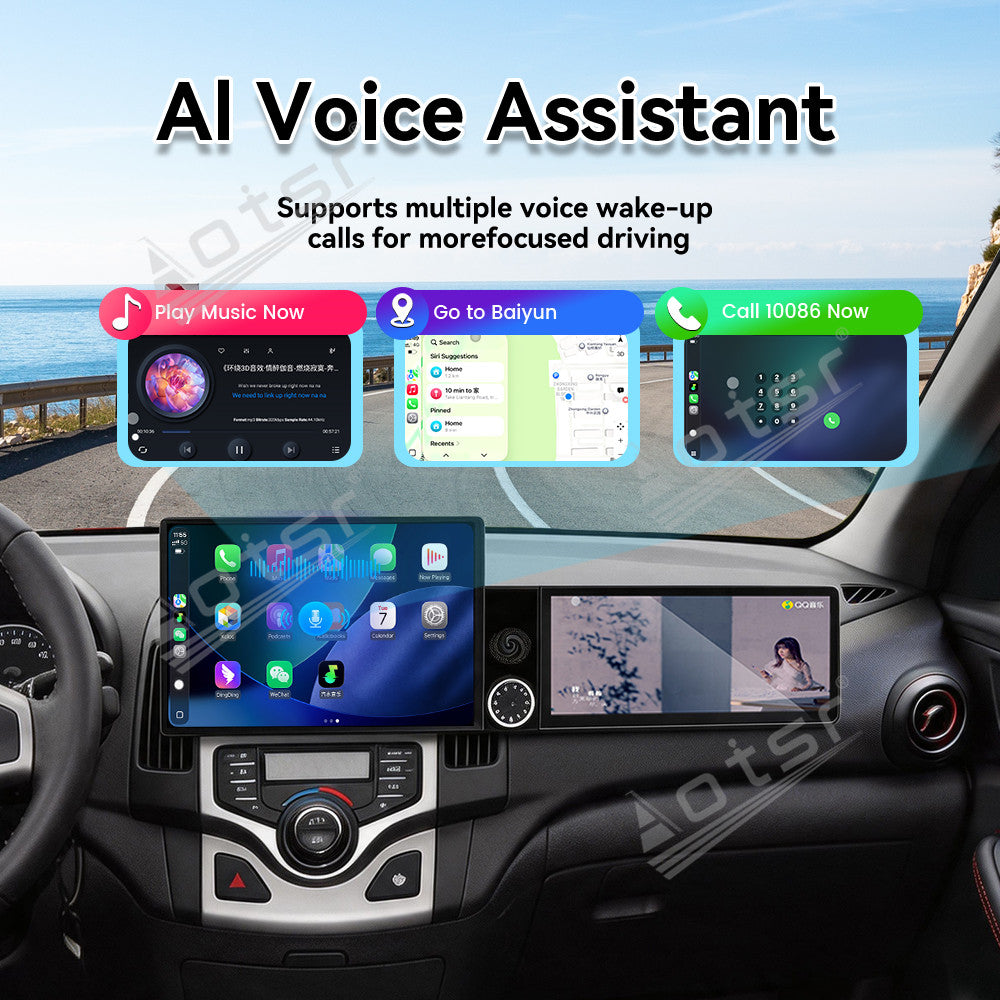 Aotsr Dual Screen 13.1 inch+12.3 inch Android 15 Carplay Car Radio for Hyundai I30 2006-2012 Car GPS Navigation Multimedia