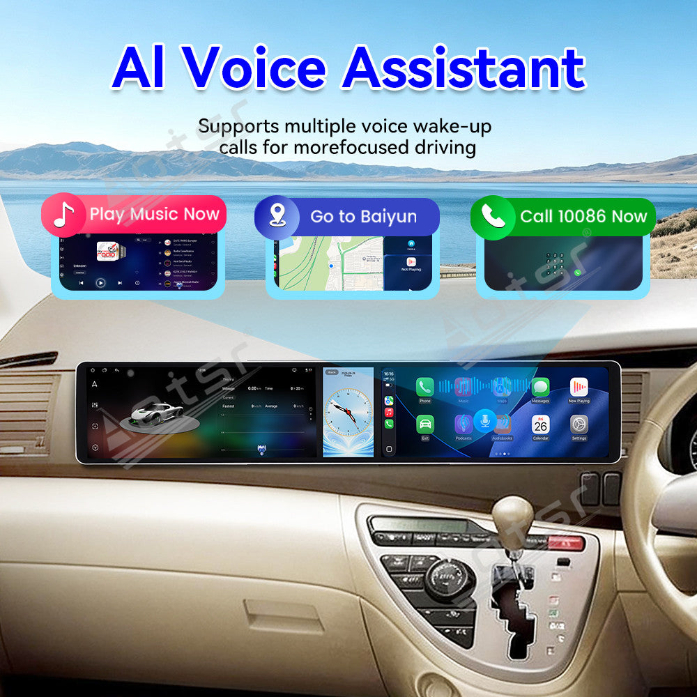 Aotsr Dual 12.3 inch Car Radio for Toyota ISIS 2004-2017 with 7870 Octa Core Chip Ultra HD 2400*900 Touch Screen Wireless CarPlay Bluetooth 5.0 GPS Navigation