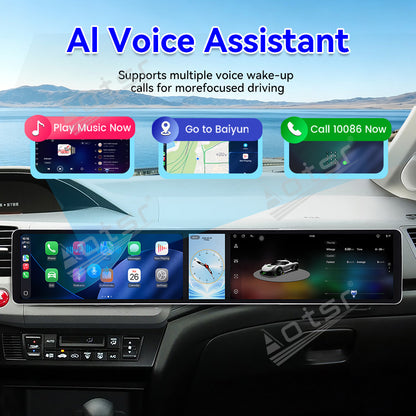 Aotsr Dual 12.3 inch Car Radio for Honda Civic 2012-2015 with 7870 Octa Core Chip Ultra HD 2400*900 Touch Screen Wireless CarPlay Bluetooth 5.0 GPS Navigation 4G Network OEM Upgrade Multimedia System