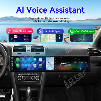 Aotsr Dual 12.3 inch Car Radio for Volkswagen Golf Mk6 2007-2012 with 7870 Octa Core Chip Ultra HD 2400*900 Touch Screen Wireless CarPlay Bluetooth 5.0 GPS Navigation 4G Network OEM Upgrade Multimedia System