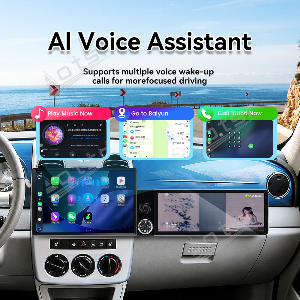 Aotsr Dual Screen 13.1 inch+12.3 inch Android 15 Carplay Car Radio for Chrysler PT Cruiser 2005-2010 Car GPS Navigation Multimedia