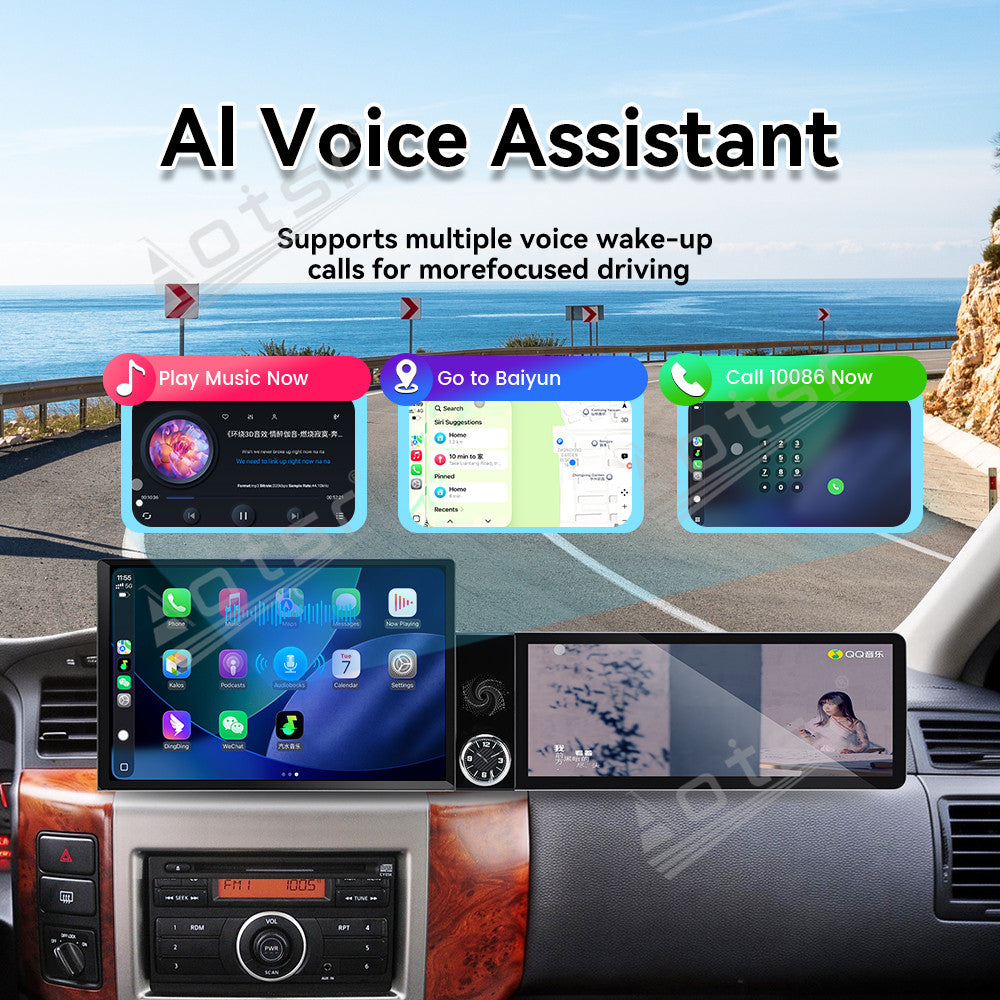 Aotsr Dual Screen 13.1 inch+12.3 inch Android 15 Carplay Car Radio for Nissan Safari Y61 2004-2012 Car GPS Navigation Multimedia