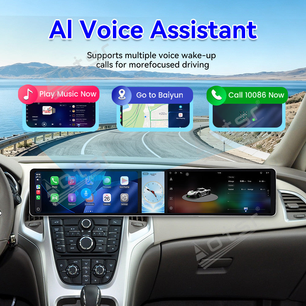 Aotsr Dual 12.3 inch Car Radio for Buick EXCELLE/ASTR 2010-2014 with 7870 Octa Core Chip Ultra HD 2400*900 Touch Screen Wireless CarPlay Bluetooth 5.0 GPS Navigation 4G Network OEM Upgrade Multimedia System