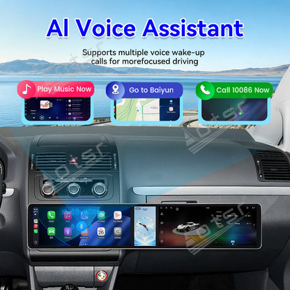 Aotsr Dual 12.3 inch Car Radio for Volkswagen Touran 2004-2015 with 7870 Octa Core Chip Ultra HD 2400*900 Touch Screen Wireless CarPlay Bluetooth 5.0 GPS Navigation 4G Network OEM Upgrade Multimedia System