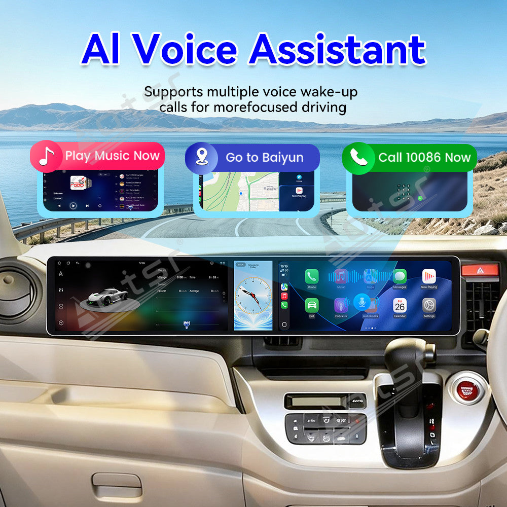 Aotsr Dual 12.3 inch Car Radio for Honda N-WGN 2013-2019 with 7870 Octa Core Chip, Ultra HD 2400*900 Touch Screen, Wireless CarPlay, Bluetooth 5.0, GPS Navigation, 4G Network, OEM Upgrade Multimedia System