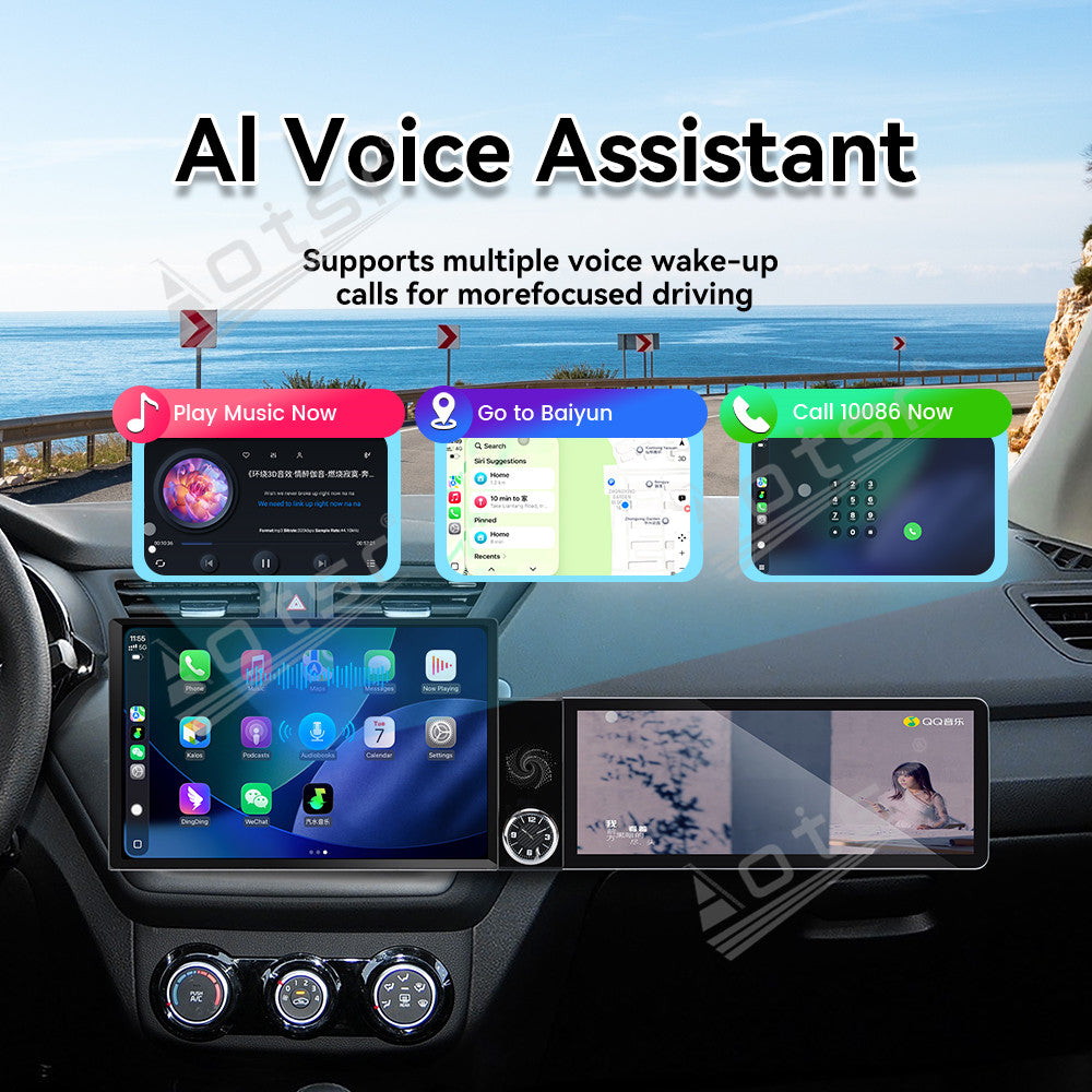 Aotsr Dual Screen 13.1 inch+12.3 inch Android 15 Carplay Car Radio for KIA K2 2011-2016 Car GPS Navigation Multimedia