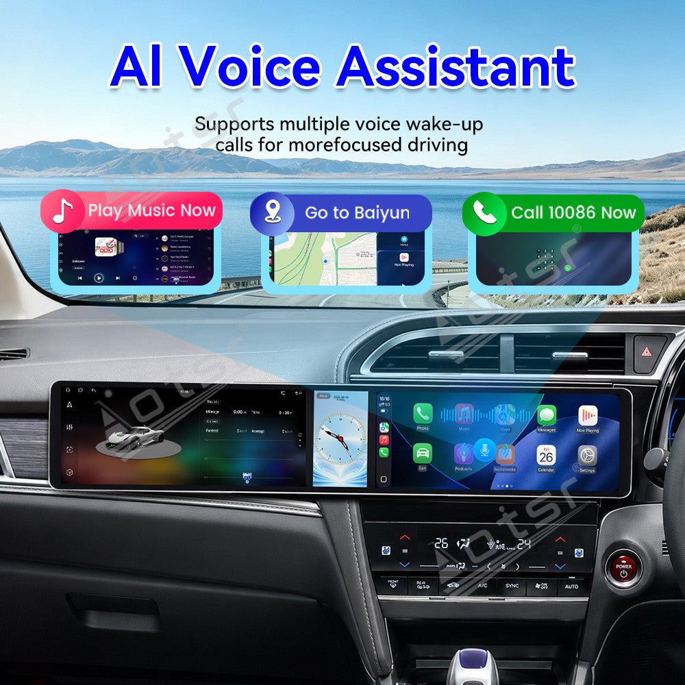 Aotsr Dual 12.3 inch Car Radio for Honda Shuttle 2015-2020 with 7870 Octa Core Chip, Ultra HD 2400*900 Touch Screen, Wireless CarPlay, Bluetooth 5.0, GPS Navigation, 4G Network, OEM Upgrade Multimedia System