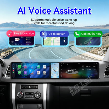 Aotsr Dual 12.3 inch Car Radio for UAZ Patriot 2016-2025 with 7870 Octa Core Chip, Ultra HD 2400*900 Touch Screen, Wireless CarPlay, Bluetooth 5.0, GPS Navigation, 4G Network, OEM Upgrade Multimedia System