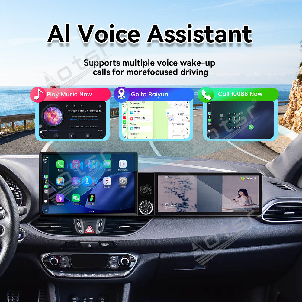 Aotsr Dual Screen 13.1 inch+12.3 inch Android 15 Carplay Car Radio for Hyundai I30 2017-2018 Car GPS Navigation Multimedia