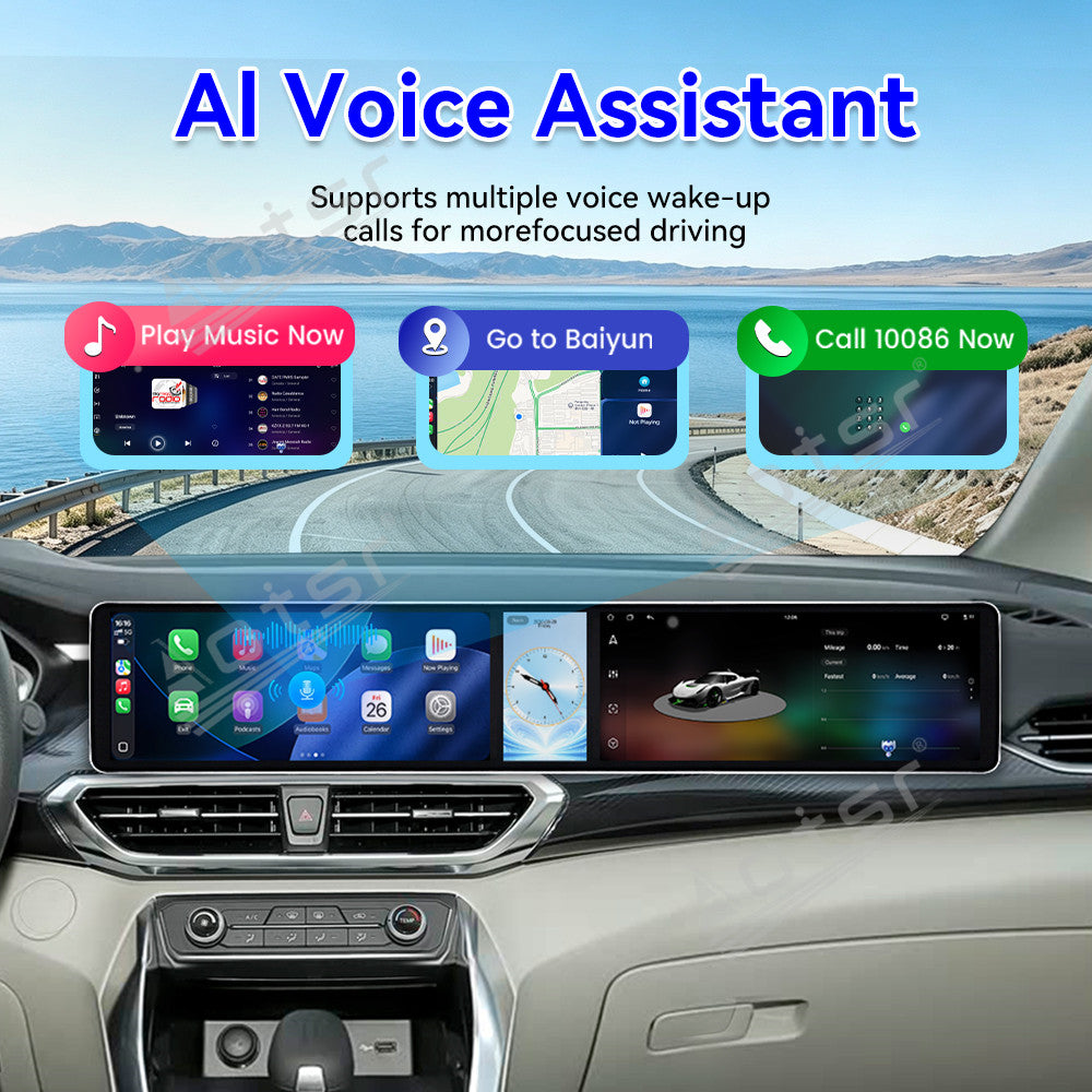 Aotsr Dual 12.3 inch Car Radio for Maxus G50 2022-2025 with 7870 Octa Core Chip, Ultra HD 2400*900 Touch Screen, Wireless CarPlay, Bluetooth 5.0, GPS Navigation, 4G Network, OEM Upgrade Multimedia System
