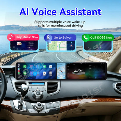 Aotsr Dual 12.3 inch Car Radio for Honda Odyssey 2005-2010 with 7870 Octa Core Chip, Ultra HD 2400*900 Touch Screen, Wireless CarPlay, Bluetooth 5.0, GPS Navigation, 4G Network, OEM Upgrade Multimedia System