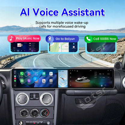 Aotsr Dual 12.3 inch Car Radio For Jeep Wrangler 2008-2010 with 7870 Octa Core Chip Ultra HD 2400*900 Touch Screen Wireless CarPlay Bluetooth 5.0 GPS Navigation