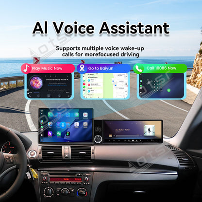 Aotsr Dual Screen 13.1 inch+12.3 inch Android 15 Carplay Car Radio for BMW 1 Series 2006-2011 Car GPS Navigation Multimedia