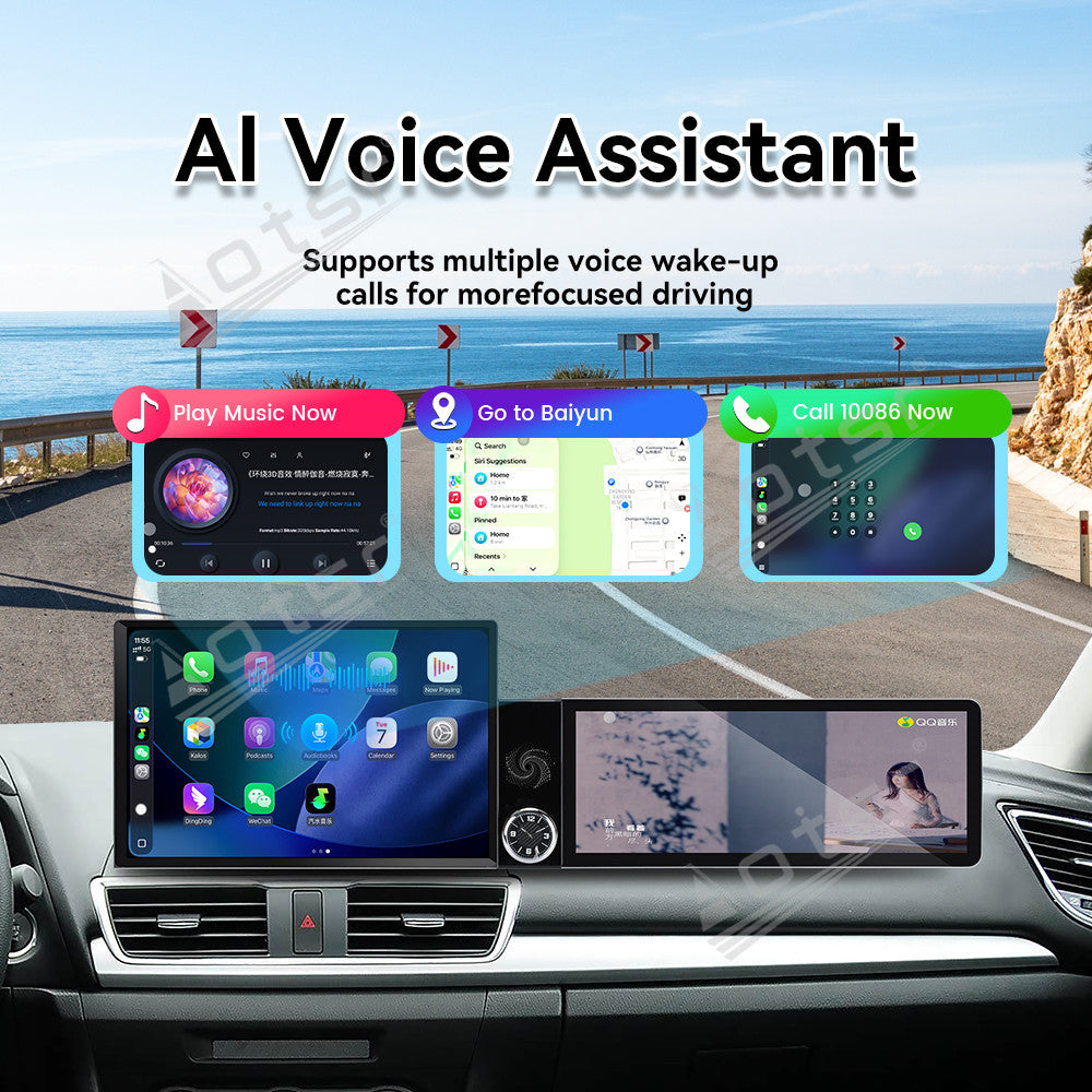 Aotsr Dual Screen 13.1 inch+12.3 inch Android 15 Carplay Car Radio for Mazda 3 2010-2015 Car GPS Navigation Multimedia